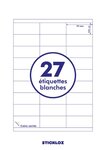 100  planches a4 - 27 étiquettes 70 mm x 31 mm autocollantes blanche par planche pour tous types imprimantes - jet d'encre/laser/photocopieuse