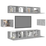 vidaXL Ensemble de meubles TV 6 Pièces Gris béton Bois d'ingénierie