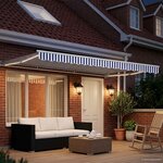 vidaXL Cadre de store manuel avec LEDs Bleu et Blanc 4 5 × 3 m