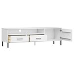 vidaXL Meuble TV avec pieds en métal Blanc Bois de pin massif OSLO