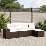 vidaXL Salon de jardin avec coussins 5 Pièces marron résine tressée