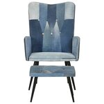 vidaXL Fauteuil avec repose-pieds Denim Bleu Toile patchwork