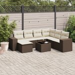 vidaXL Salon de jardin 8 Pièces avec coussins marron résine tressée