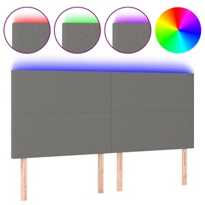 vidaXL Tête de lit à LED Gris foncé 160x5x118/128 cm Tissu