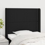 vidaXL Tête de lit avec oreilles Noir 93x16x118/128 cm Tissu