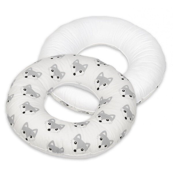 Coussin rond post natal Renards   blanc