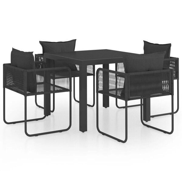 vidaXL Ensemble à manger de jardin 5 Pièces PVC résine tressée noir