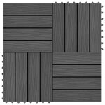 vidaXL Carreau de terrasse Design 3D 11 Pièces Noir 30 x 30 cm WPC