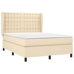 vidaXL Sommier à lattes de lit avec matelas Crème 140x190 cm Tissu