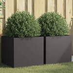 vidaXL Jardinières 2 Pièces noir 49x47x46 cm acier laminé à froid