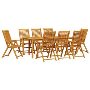 vidaXL Ensemble de salle à manger pour jardin Pliable 9 Pièces Marron