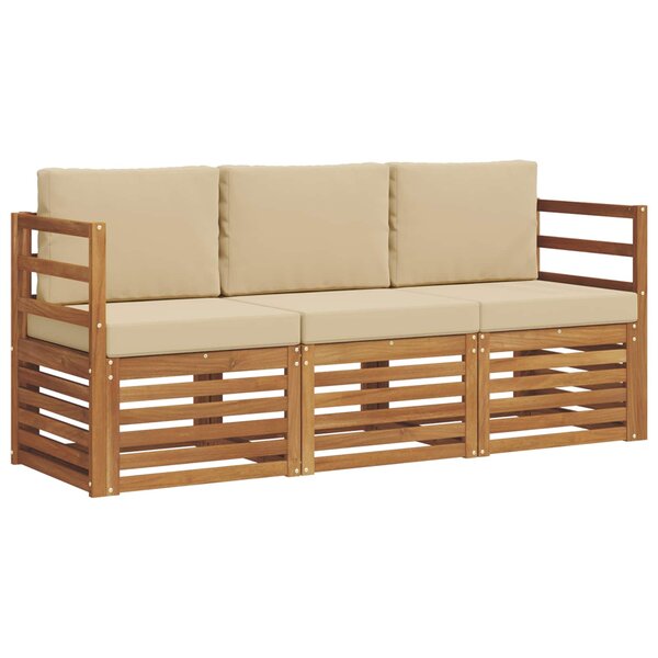vidaXL Ensembles de canapés 3 pc Naturel et Beige Bois d'Acacia Massif
