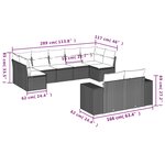 vidaXL Salon de jardin 9 Pièces avec coussins noir résine tressée