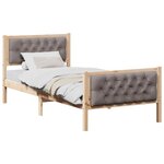 vidaXL Cadre de lit avec tête de lit Taupe 90 x 200 cm Pin massif