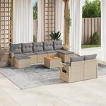 vidaXL Salon de jardin et coussins 10 Pièces mélange beige résine tressée