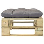 vidaXL Repose-pied palette de jardin avec coussin en gris vert bois