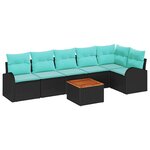 vidaXL Ensemble de canapé de jardin 7 Pièces Noir et turquoise