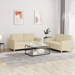 vidaXL Ensemble de canapés 2 Pièces avec coussins Crème Tissu