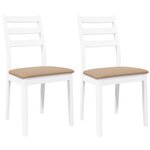 vidaXL Chaises à manger coussins 2 Pièces blanc bois massif caoutchouc