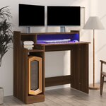 vidaXL Bureau et lumières LED Chêne brun 97x45x90 cm Bois d'ingénierie