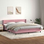 vidaXL Sommier à lattes de lit avec matelas rose 180x220 cm velours