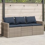 vidaXL Canapé de jardin avec coussins 3 places gris résine tressée