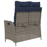 vidaXL Banc inclinable de jardin avec coussins gris résine tressée