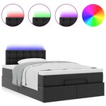 vidaXL Lit ottoman avec matelas & LED noir 120x190cm similicuir