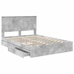 vidaXL Lit de Rangement Gris béton 135 x 190 cm Bois d'ingénierie