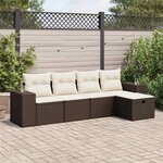 vidaXL Salon de jardin avec coussins 5 Pièces marron résine tressée