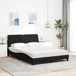 vidaXL Lit avec matelas noir 140x200 cm tissu