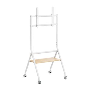 Support de sol Aisens ECO avec roulettes - 1 plateau pour écran interactif/TV 80 kg 37-86 - Couleur blanc/bois