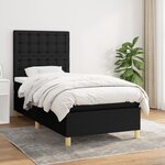 vidaXL Sommier à lattes de lit avec matelas Noir 100x200 cm Tissu