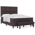 vidaXL Lit à ressorts avec matelas Marron foncé 140 x 200 cm tissu