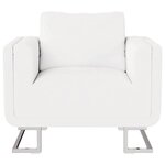 vidaXL Fauteuil cube avec pieds chromés Blanc Similicuir