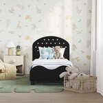 vidaXL Cadre de lit pour tout-petit avec tête de lit Noir 70 x 140 cm