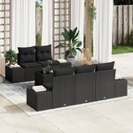 vidaXL Ensemble de Canapé de Jardin de 6 Pièces avec Oreillers Noir Rattan Poly