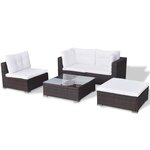 vidaXL Salon de jardin avec coussins 5 Pièces Résine tressée Marron