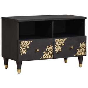 vidaXL Meuble TV Noir 70 x 33 x 46 cm Bois de mangue massif