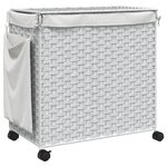 vidaXL Panier à linge avec roulettes blanc 60x35x60 5cm résine tressée