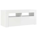 vidaXL Meuble TV avec lumières LED blanc brillant 90x35x40 cm