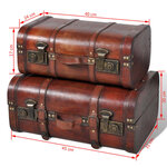 vidaXL Coffre de rangement vintage Bois Marron 2 Pièces