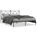 vidaXL Cadre de lit métal sans matelas avec tête de lit noir 150x200cm