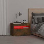 vidaXL Table de chevet avec lumières LED Chêne fumé 60x35x40 cm