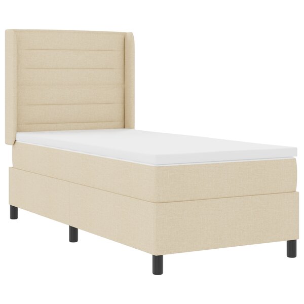 vidaXL Lit à ressorts avec matelas et LED crème 100x200 cm en tissu