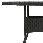 vidaXL Table de jardin dessus en verre noir 80x80x75 cm résine tressée