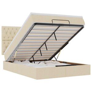 VidaXL Cadre de lit ottoman avec matelas crème 140x200 cm tissu
