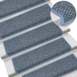 vidaXL Tapis d'escalier autocollants 30 Pièces 65x21x4 cm bleu