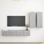 vidaXL Ensemble de meubles TV 4 Pièces Gris béton Bois d'ingénierie