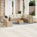 vidaXL Salon de jardin avec coussins 10 Pièces beige résine tressée